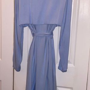 Baby blue, mid length spring trench coat